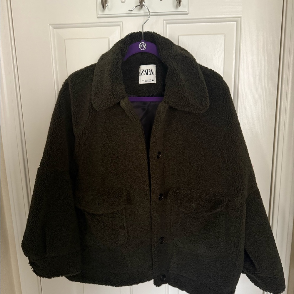 Zara Purple and Black Fleece Jacket
